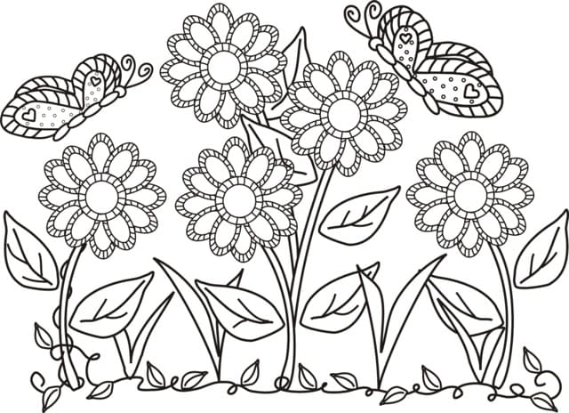 Desenhos de Jardim de Flores para colorir