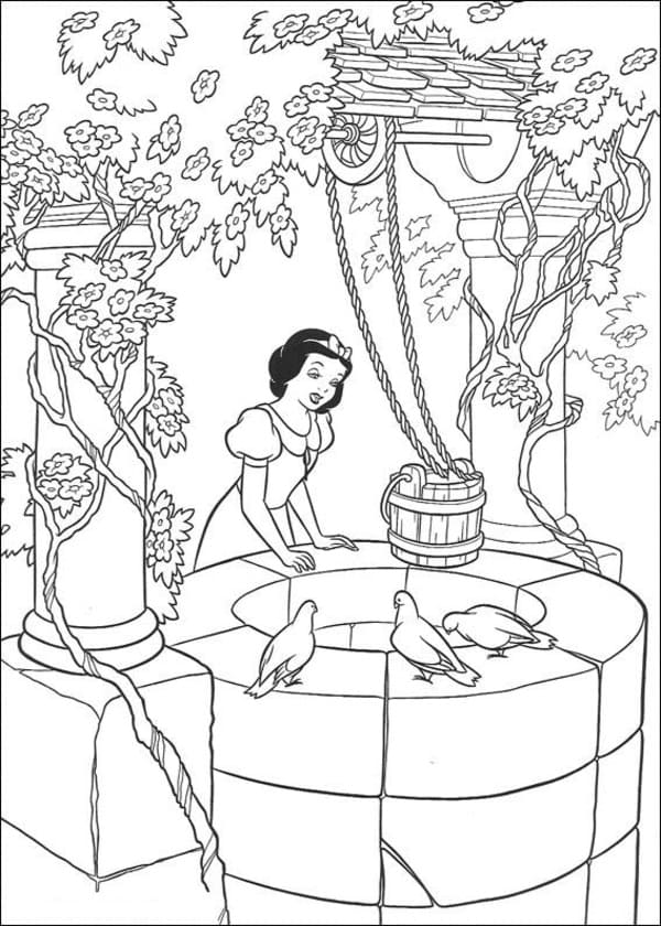 Desenho deBranca de Neve no Poço para colorir