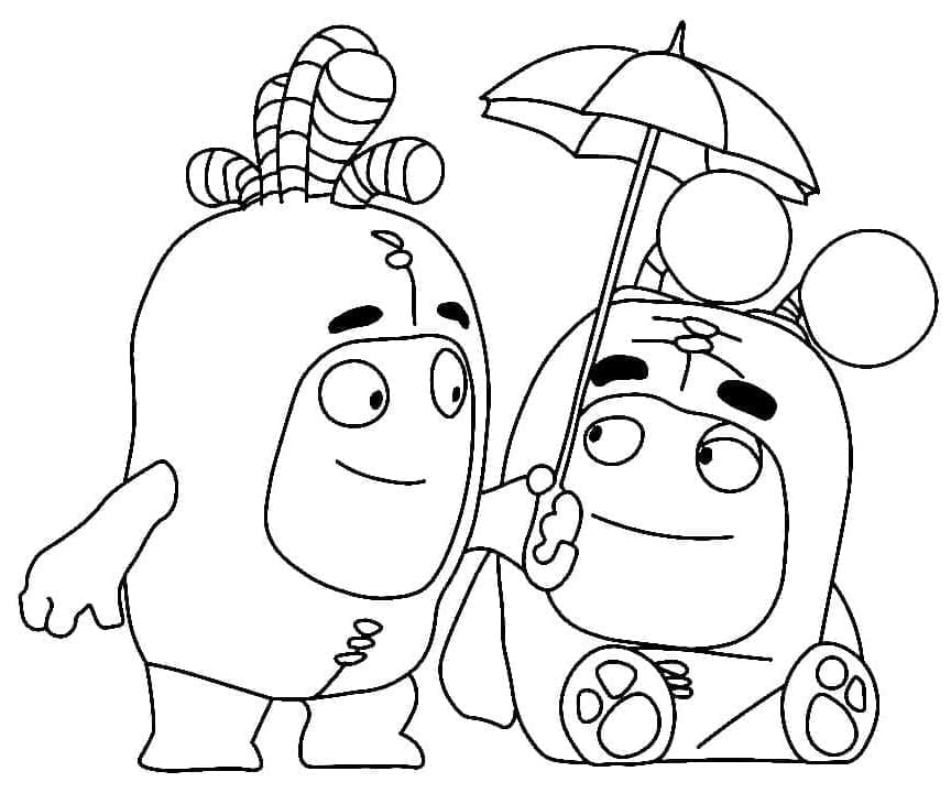 Desenho deBubbles e Slick de Oddbods para colorir