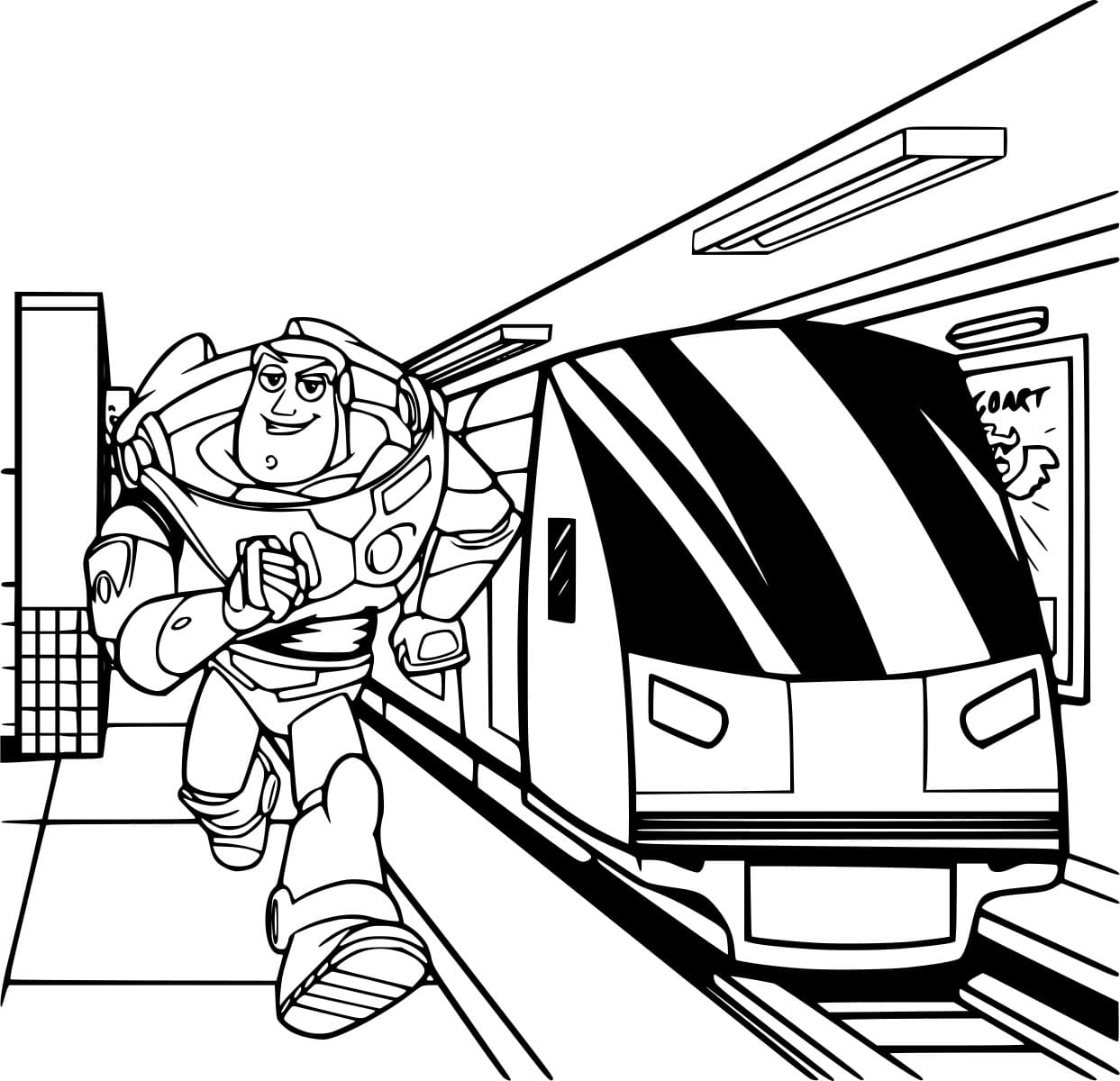 Desenho deBuzz Lightyear Na Estação De Metrô para colorir