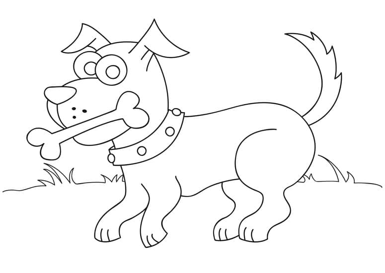 Desenho deCachorrinho e Osso para colorir