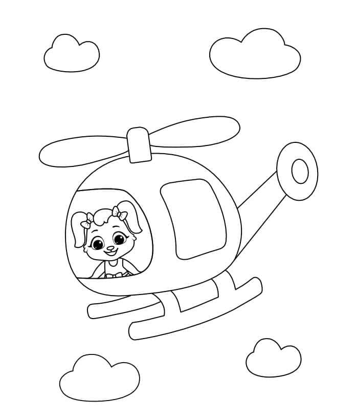 Desenho deCachorrinho no Helicóptero para colorir