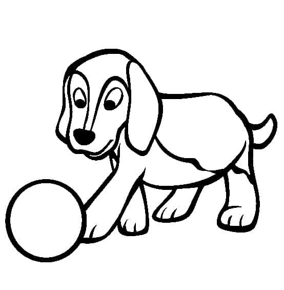 Desenho deCachorro Beagle e uma Bola para colorir