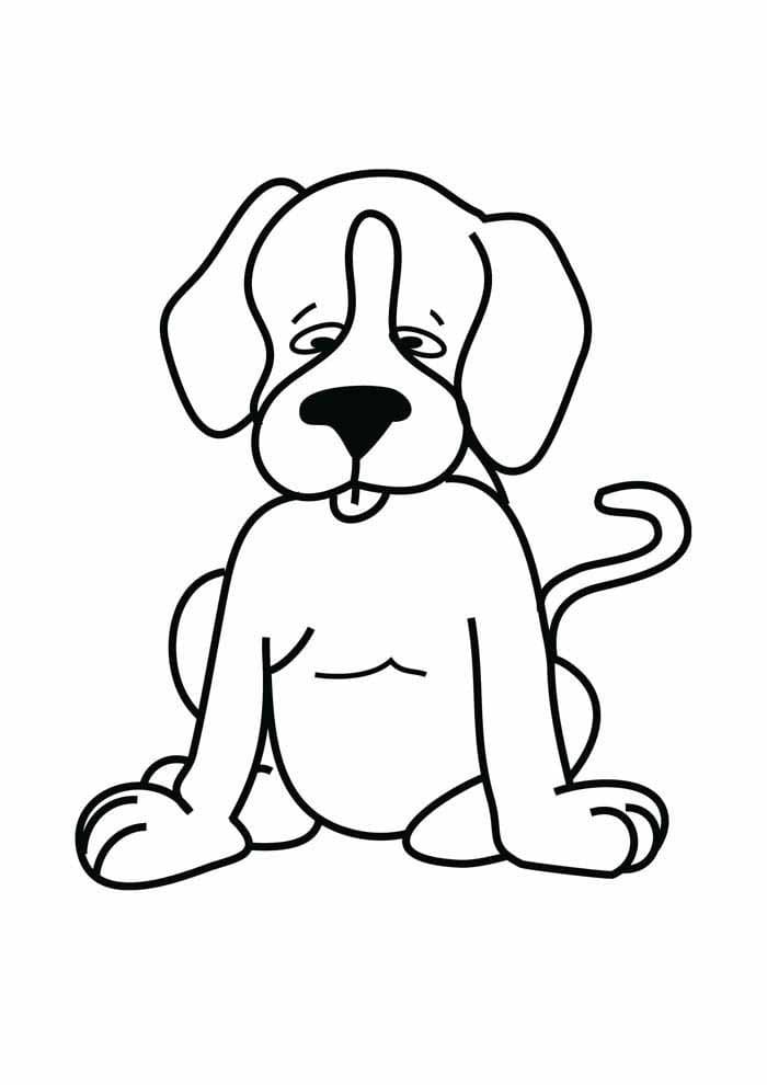 Desenho de Cachorro Sonolento para colorir