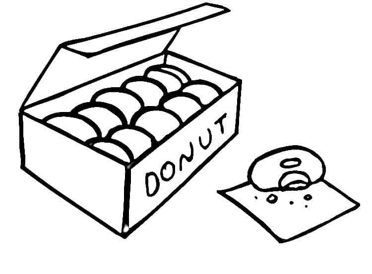 Desenho deCaixa de Donuts para colorir