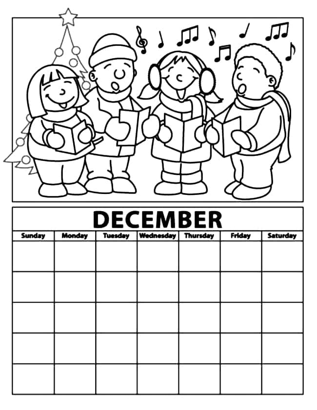 Desenho deCalendário de Dezembro para colorir