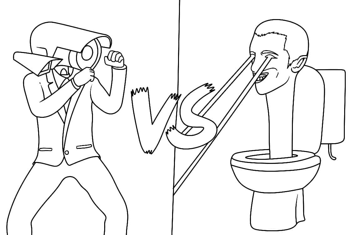 Desenho deCameraman vs Skibidi Toilet para colorir