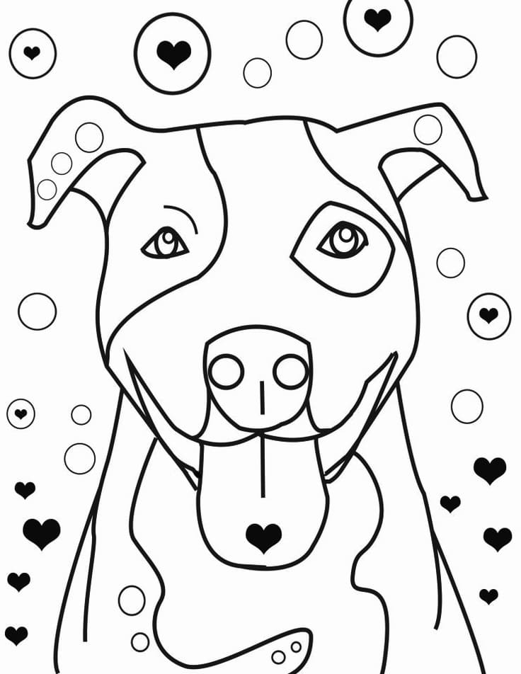 Desenho deCão Pitbull Feliz para colorir