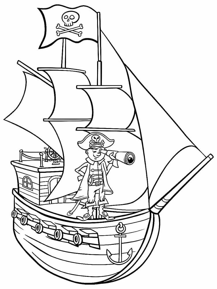 Desenho deCapitão no Navio Pirata para colorir