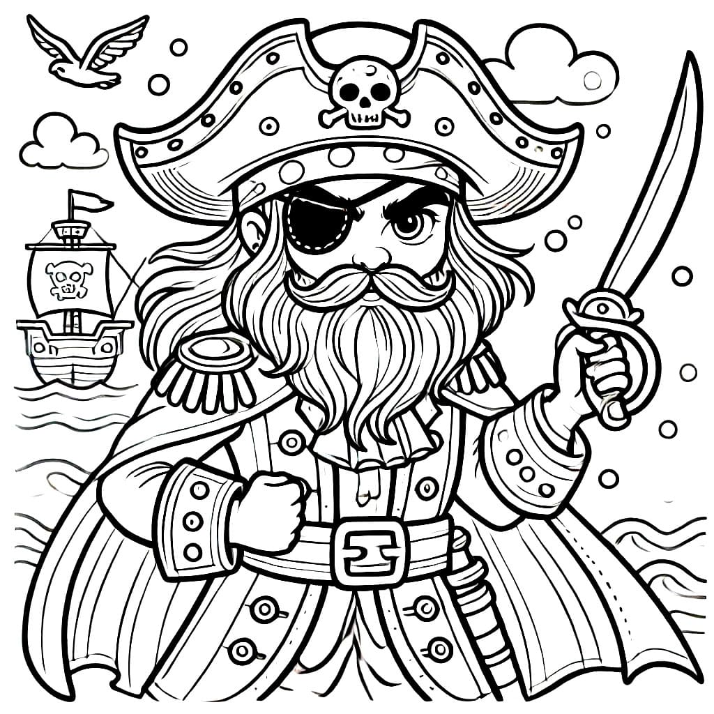 Desenho de Capitão Pirata para colorir