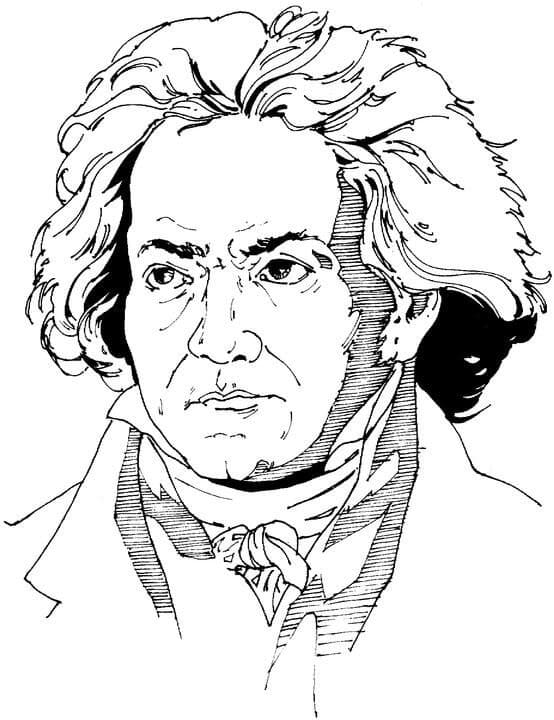 Desenho deCara de Ludwig van Beethoven para colorir