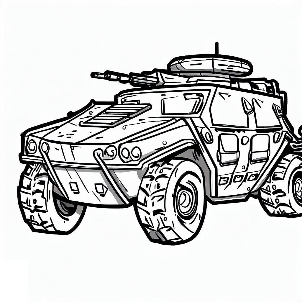 Desenho de Carro Blindado Militar para colorir