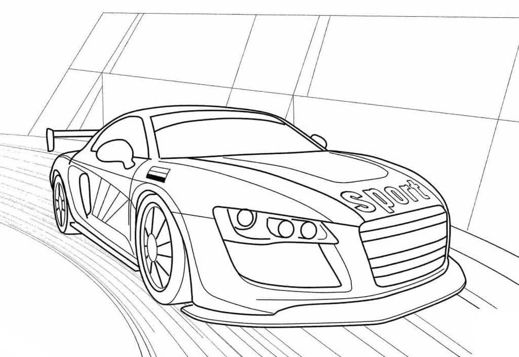 Desenho deCarro de Corrida Esportivo para colorir