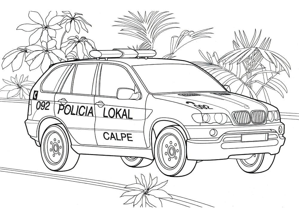 Desenho deCarro de Polícia SUV para colorir