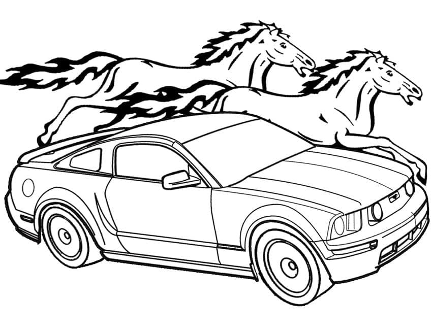 Desenho deCarro Mustang para colorir