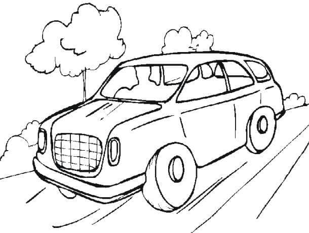 Desenho de Carro na Estrada para colorir