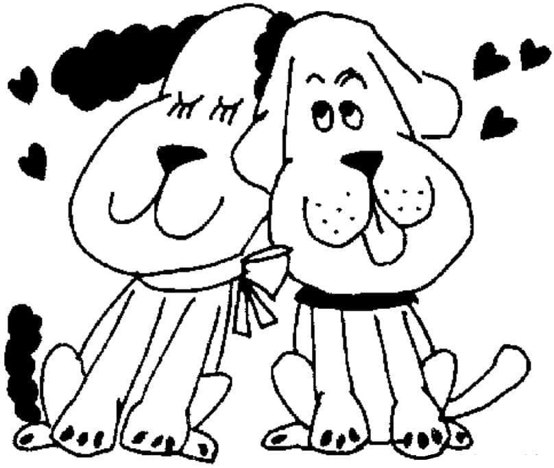 Desenho deCasal de Cachorrinhos para colorir