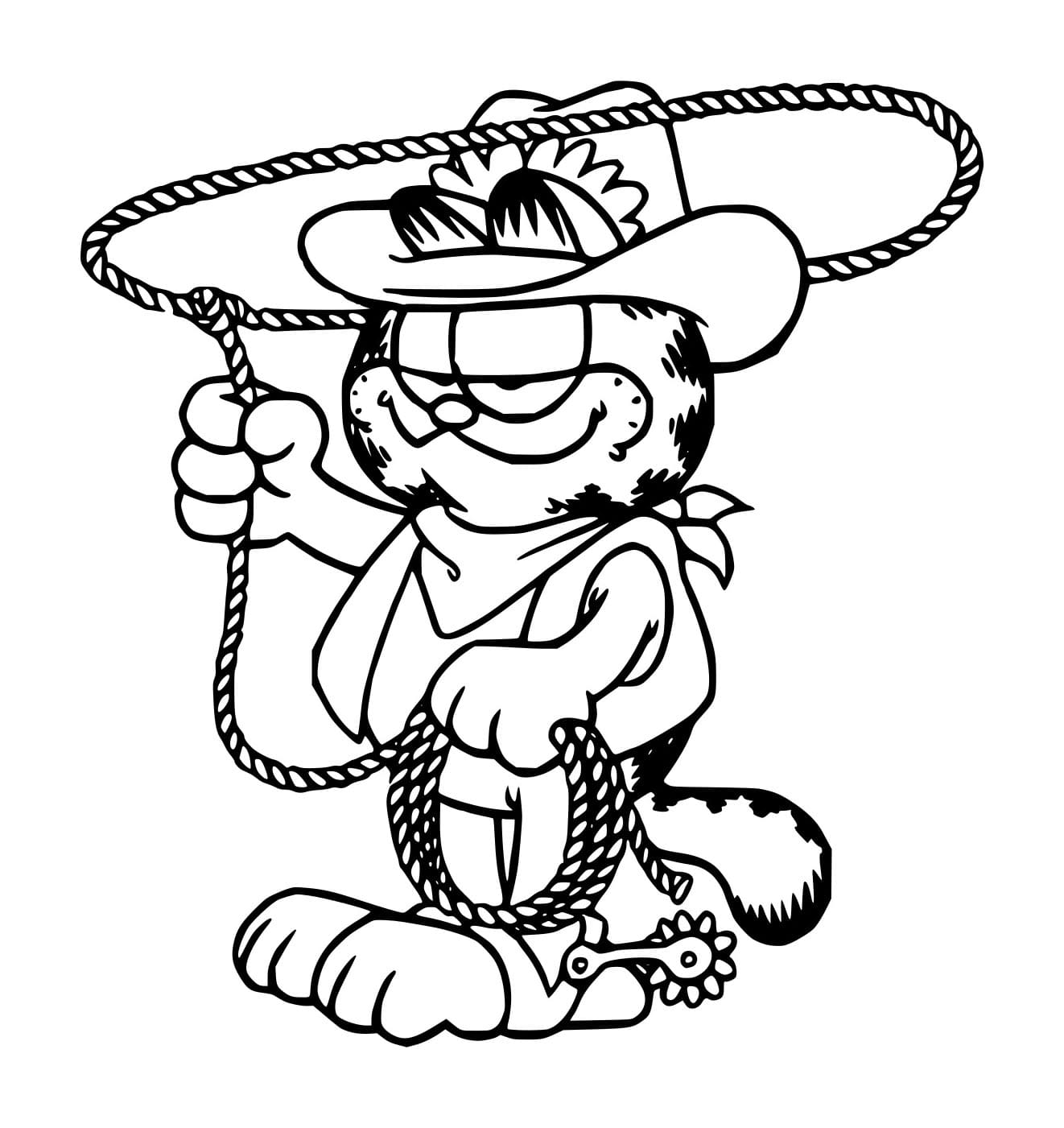 Desenho deCaubói Garfield para colorir