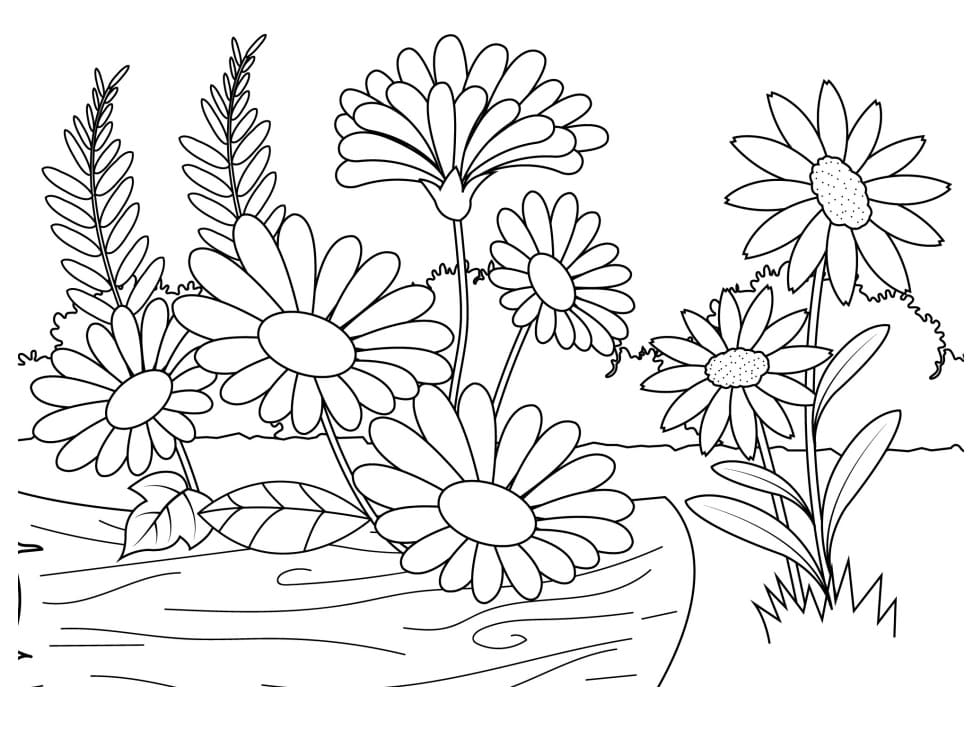 Desenho deCena do Jardim de Flores para colorir