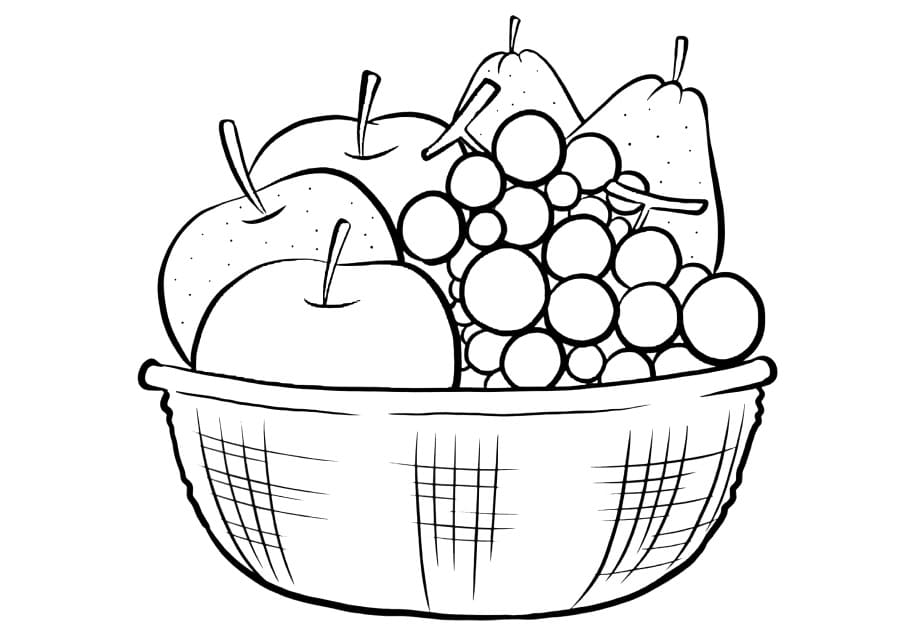 Desenho deCesta com Frutas para colorir