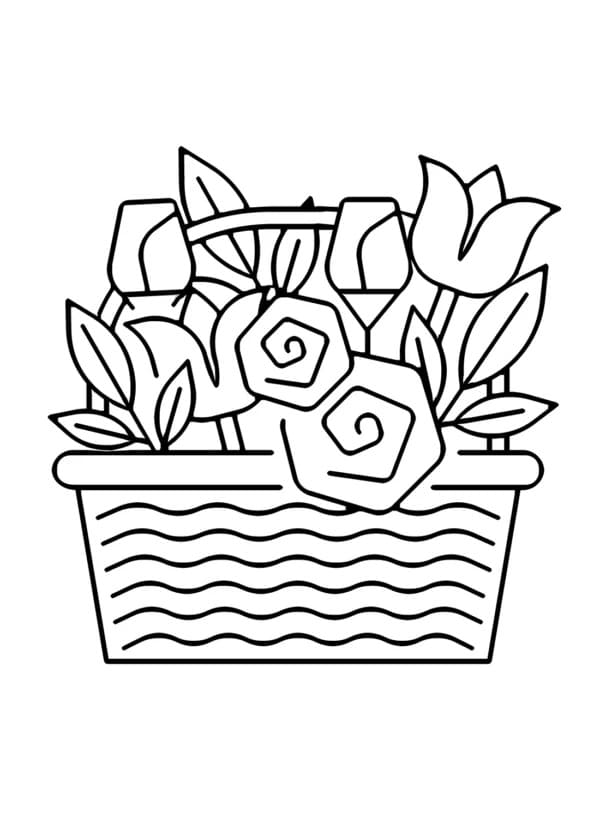 Desenho deCesta de Flores Brilhantes para colorir