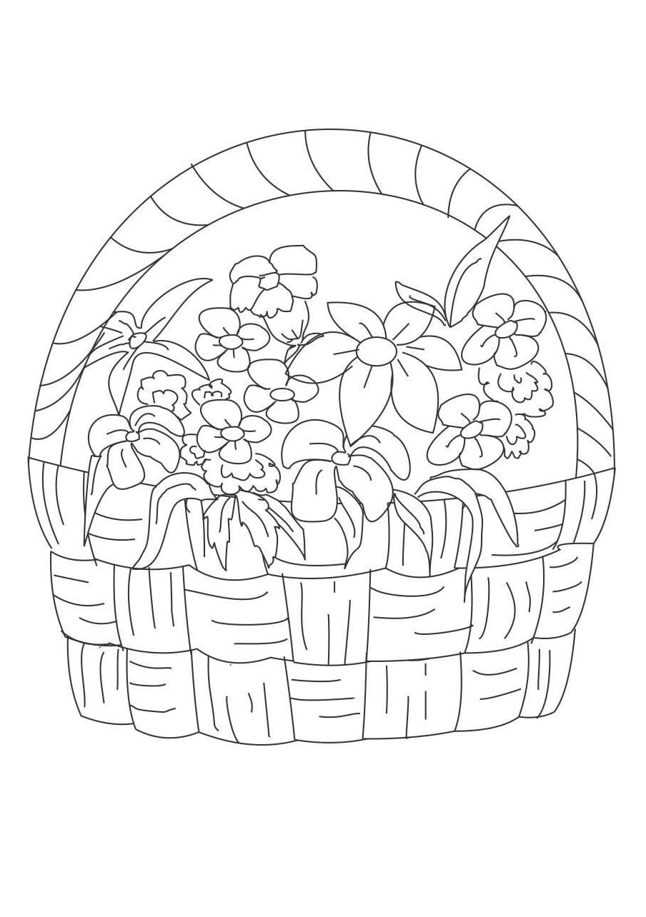 Desenho deCesta de Flores Imprimível para colorir