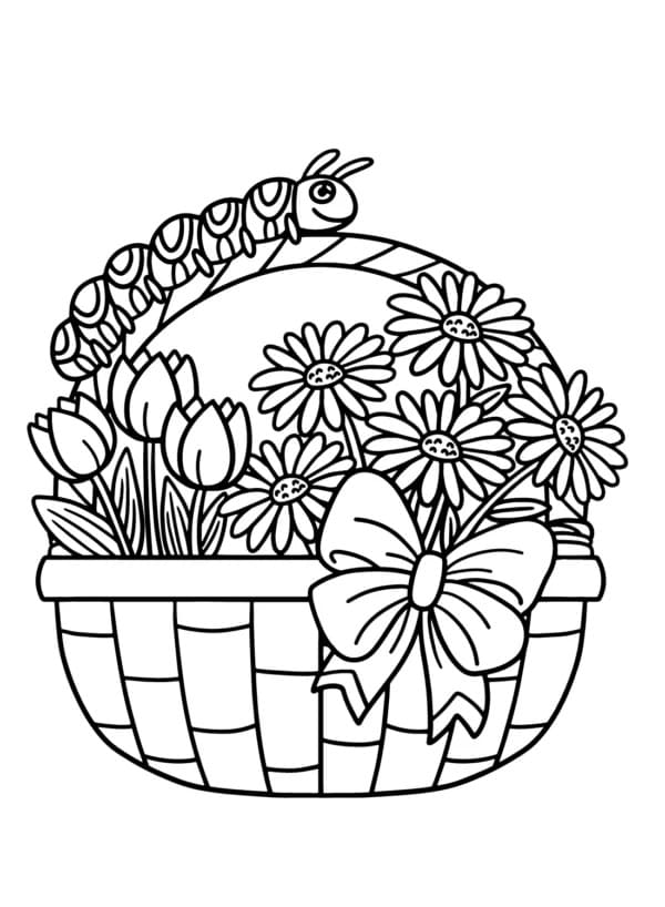 Desenho deCesta de Flores Incrível para colorir