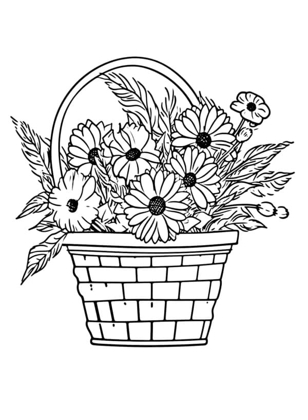 Desenho deCesta de Flores Maravilhosa para colorir