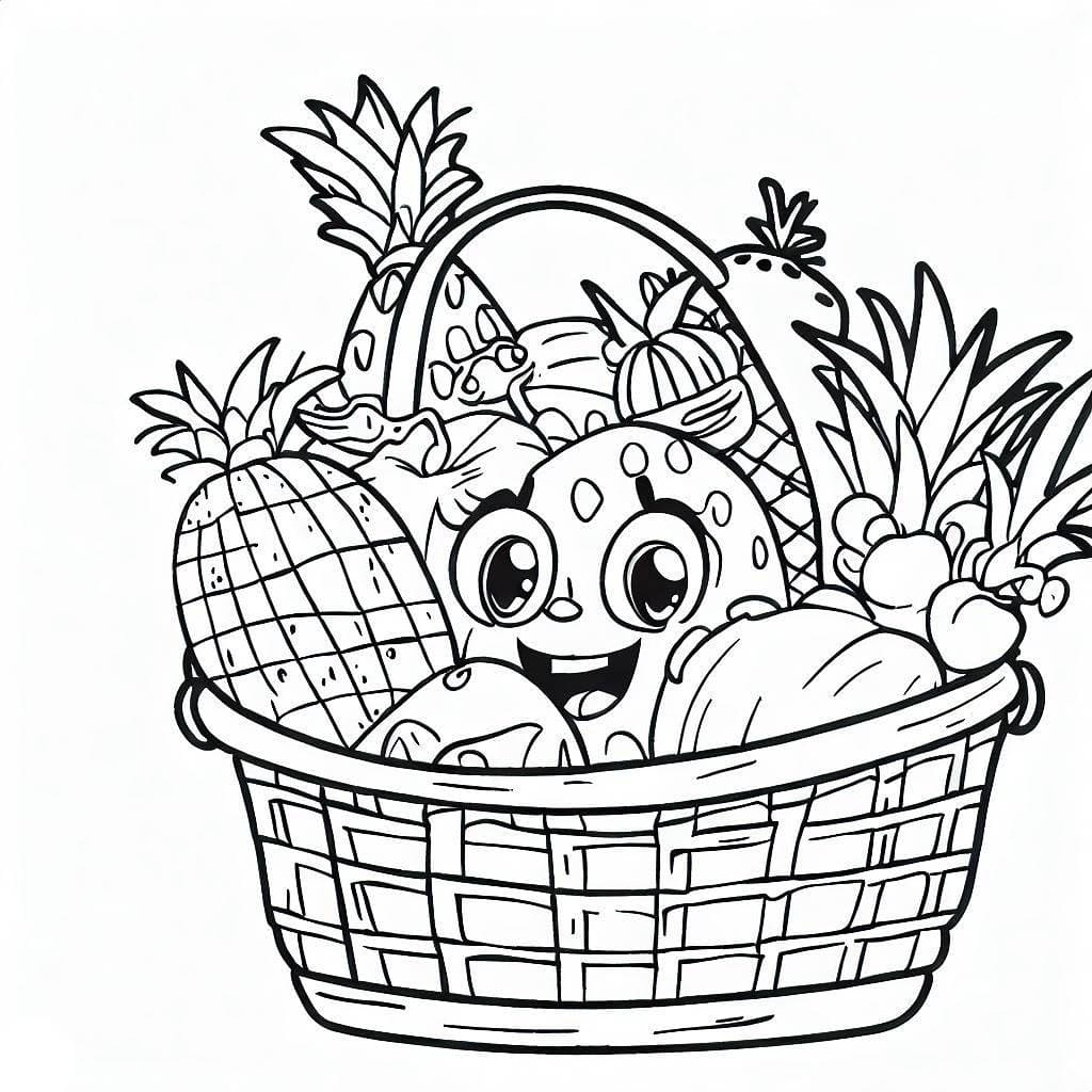 Desenho deCesta de Frutas Bonita para colorir