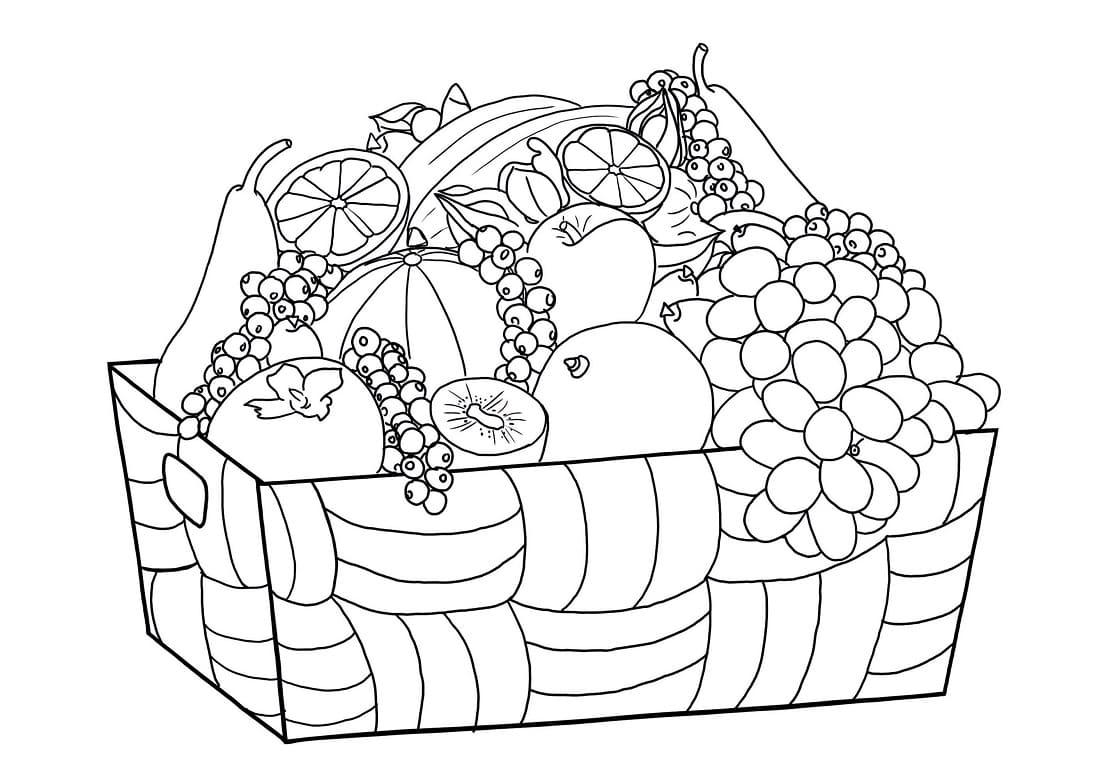 Desenho deCesta de Frutas Grátis Para Crianças para colorir