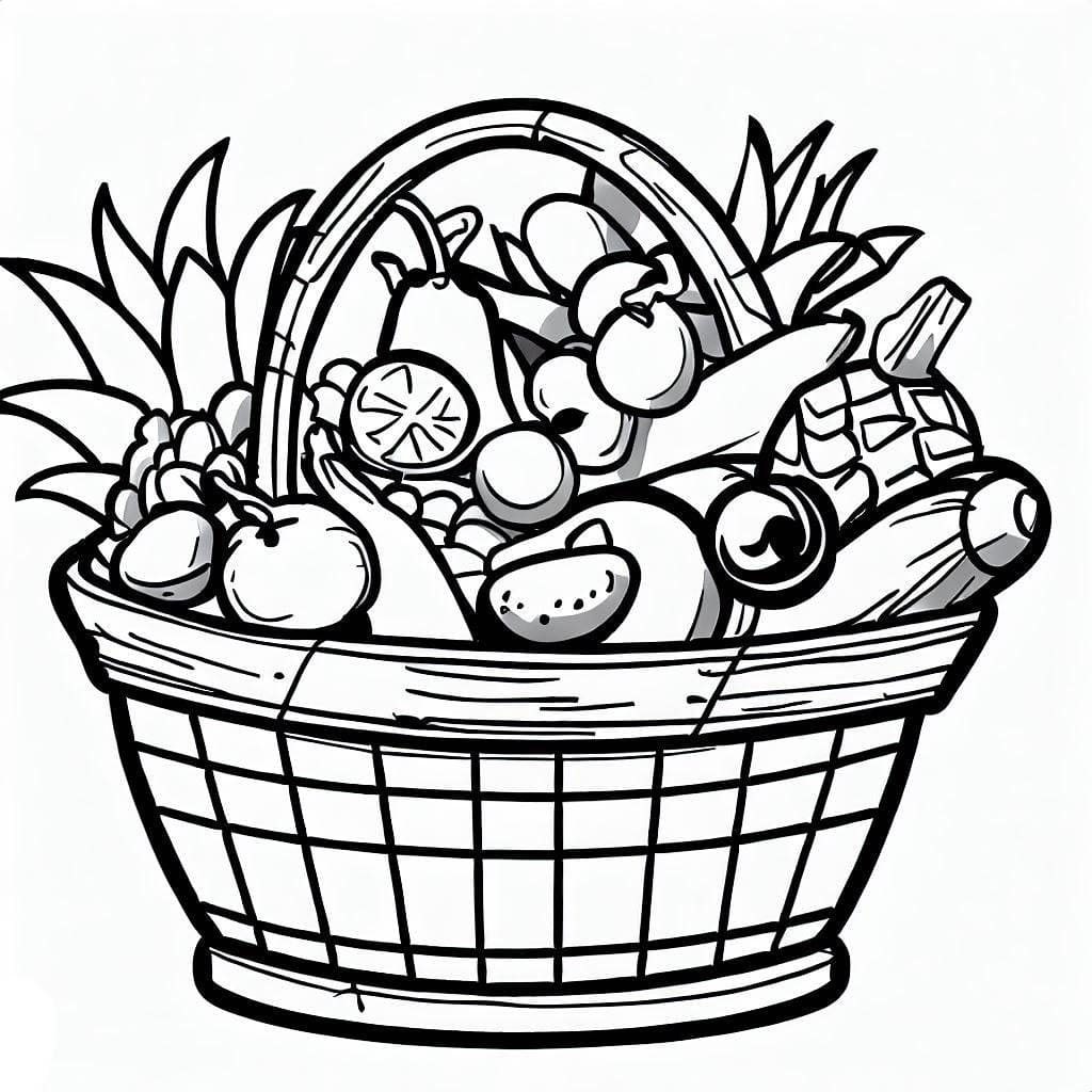 Desenho deCesta de Frutas Para Crianças para colorir