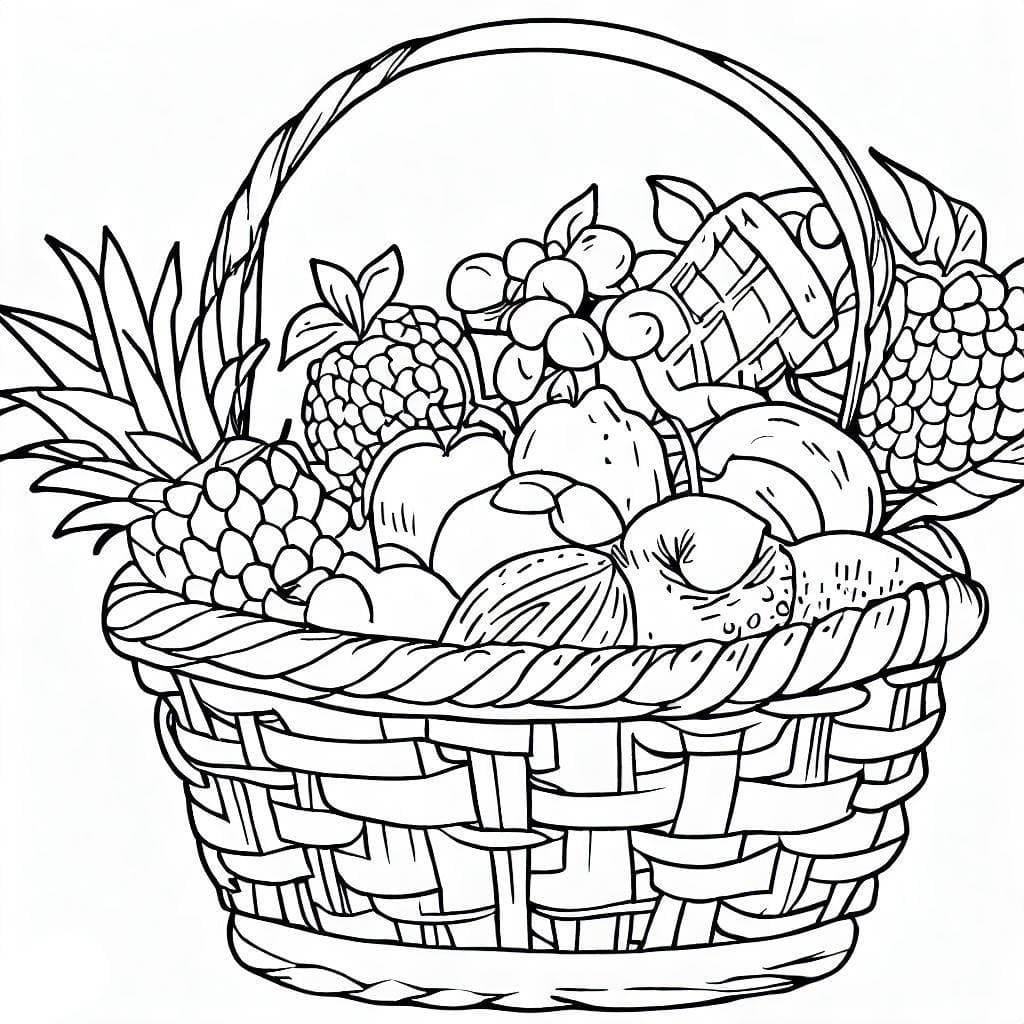 Desenho deCesta de Frutas Perfeita para colorir