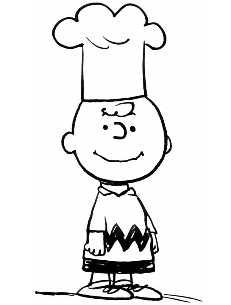 Desenho deCharlie Brown com Chapéu de Chef para colorir