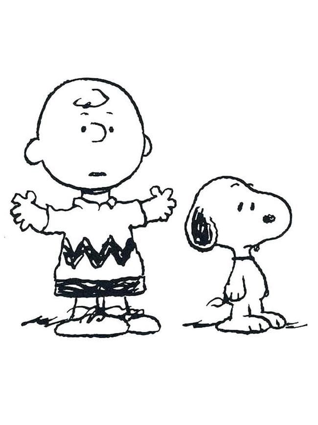 Desenho deCharlie Brown e Snoopy para colorir