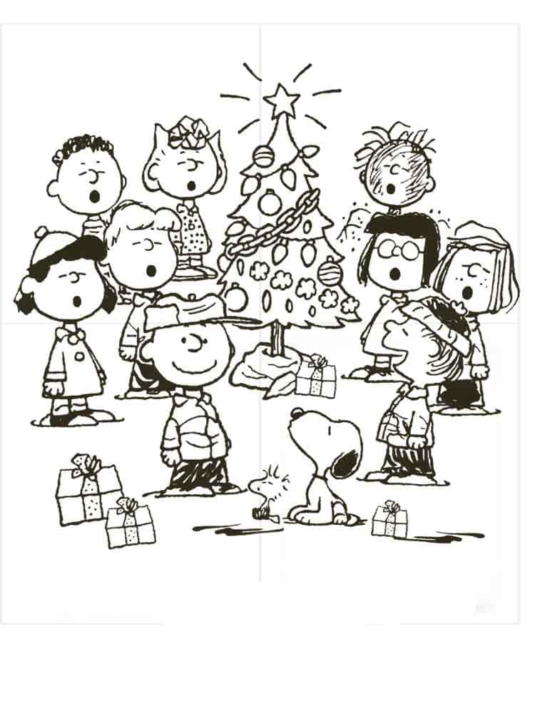 Desenho deCharlie Brown no Natal para colorir