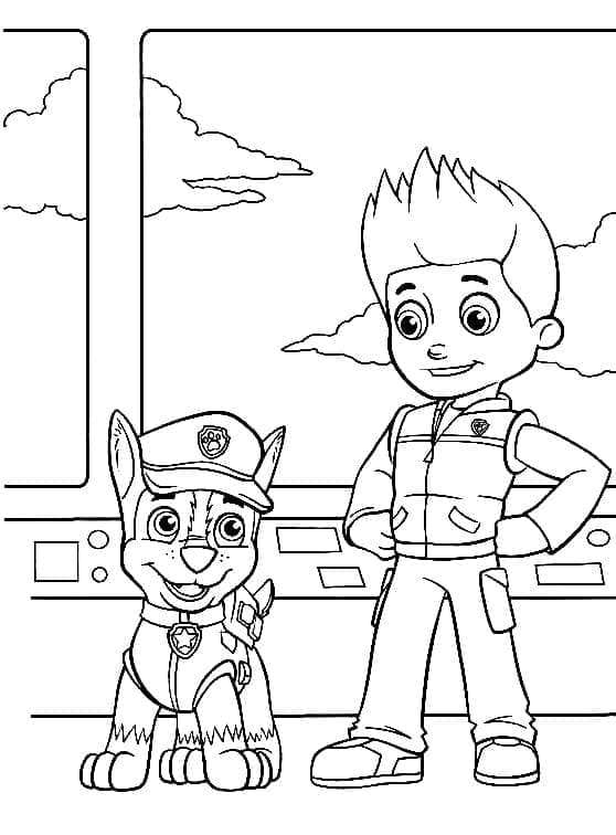 Desenho deChase e Ryder de Patrulha Canina para colorir