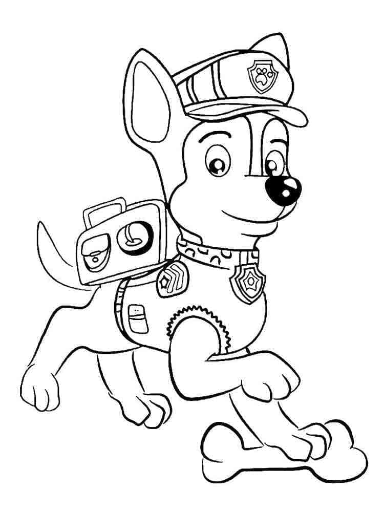 Desenho deChase Patrulha Canina Feliz para colorir