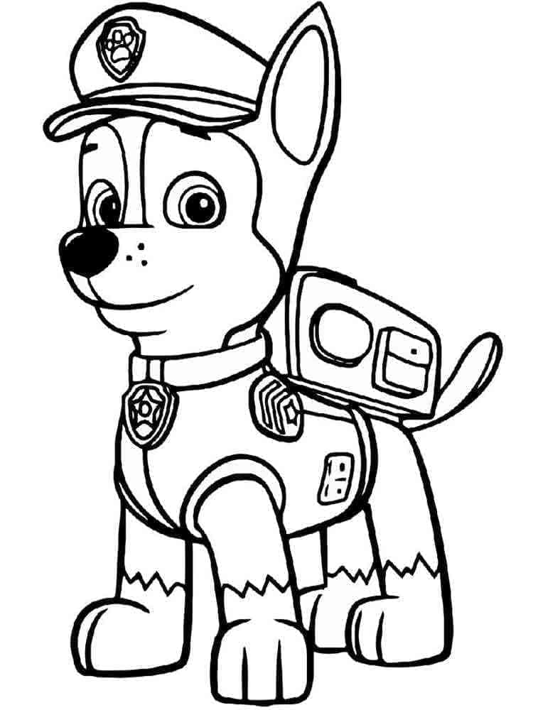 Desenho deChase Patrulha Canina Sorridente para colorir