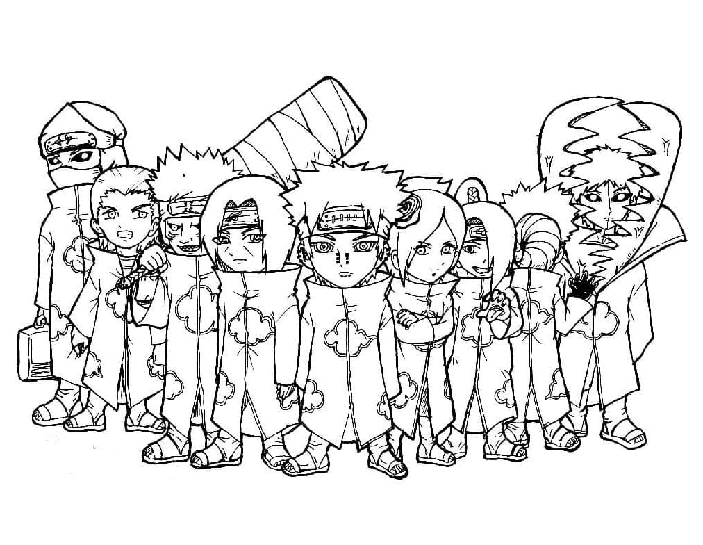 Desenho deChibi Akatsuki para colorir