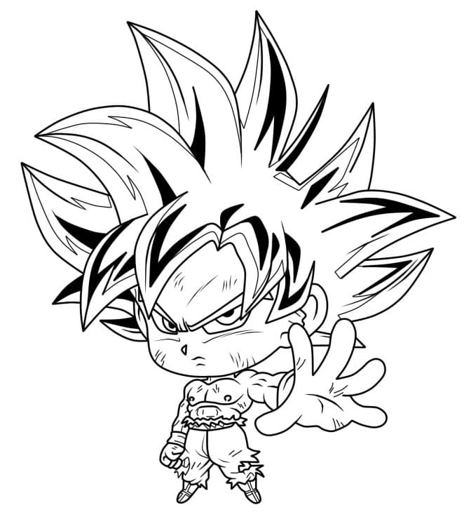 Desenho deChibi Goku Instinto Superior para colorir