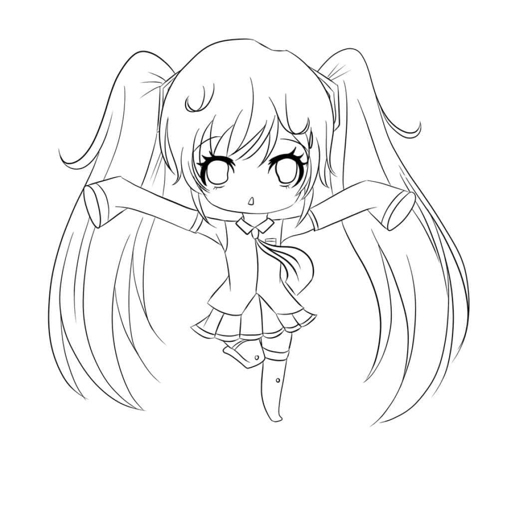 Desenho deChibi Hatsune Miku para colorir