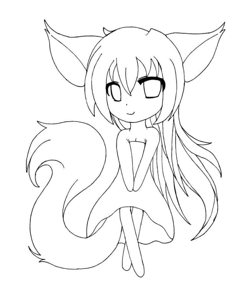 Desenho deChibi Kitsune para colorir