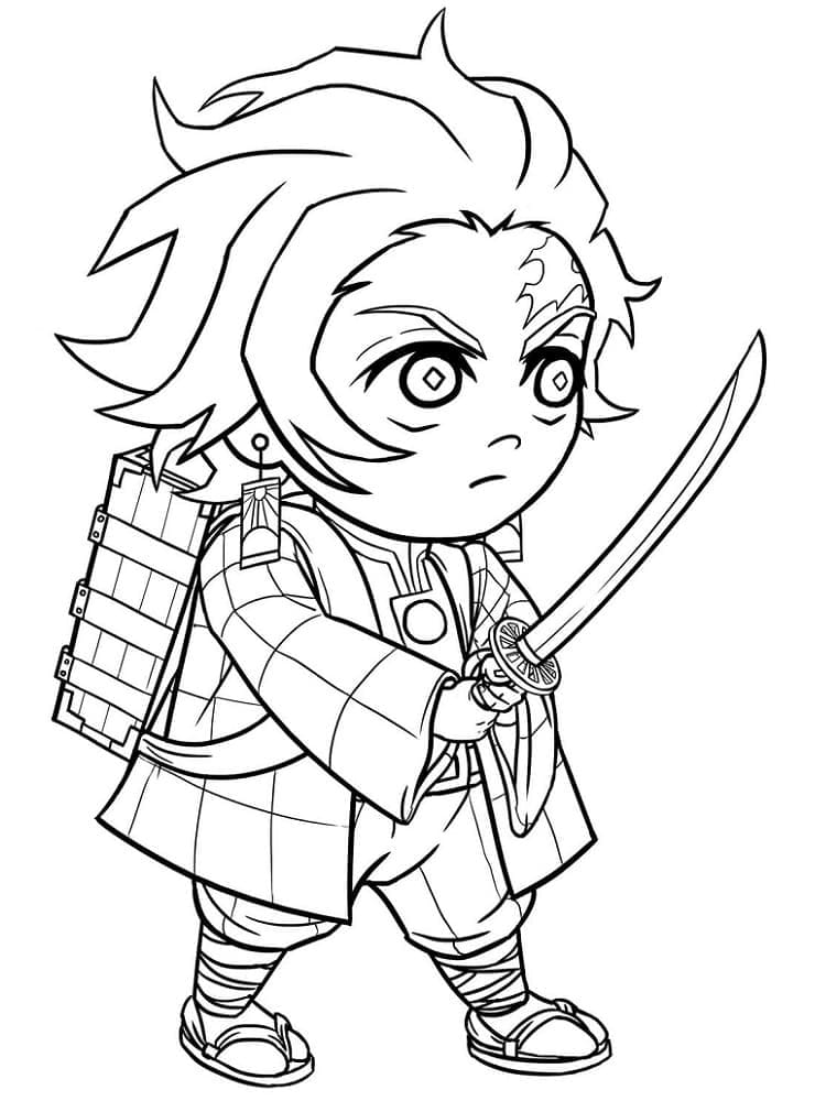 Desenho deChibi Tanjiro para colorir