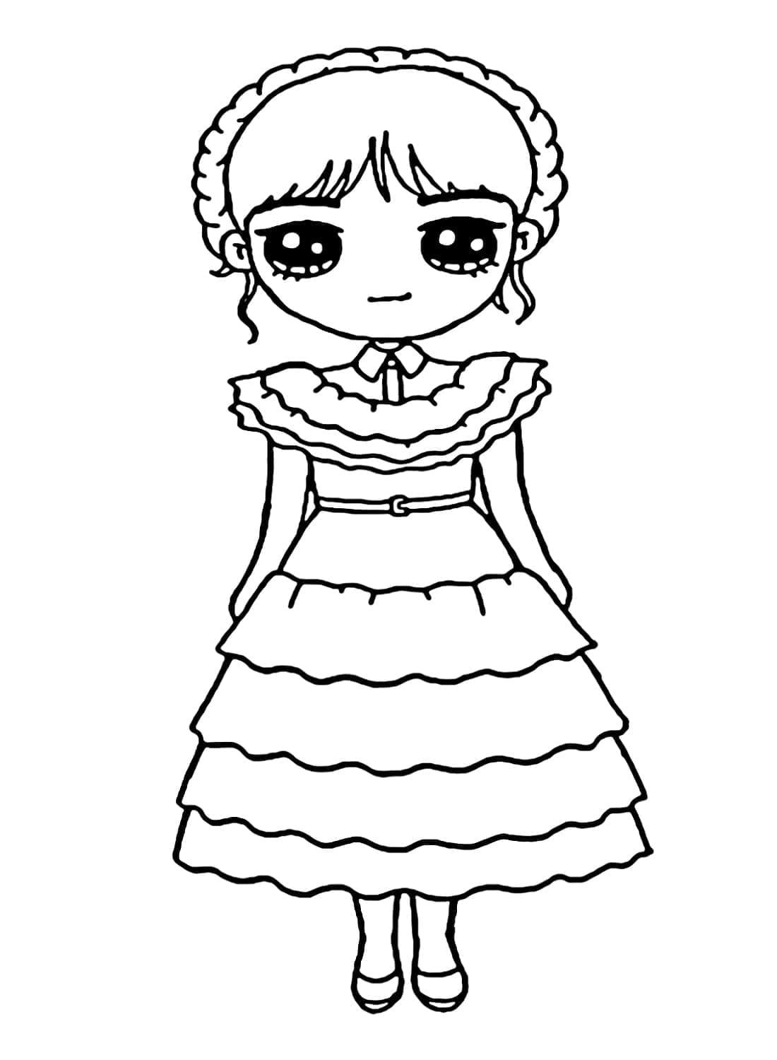 Desenho deChibi Wandinha para colorir