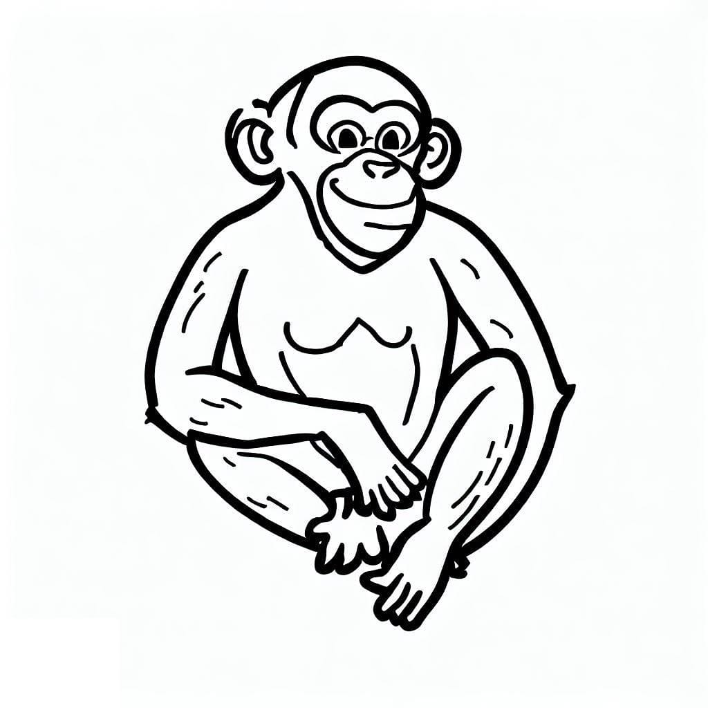 Desenho deChimpanzé Sorridente para colorir