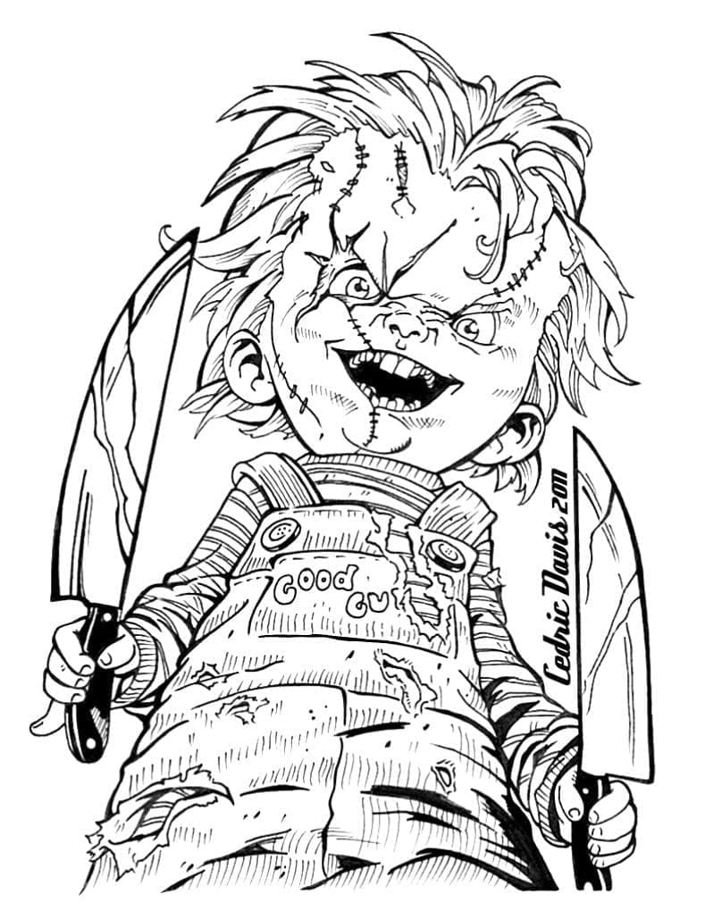 Desenho deChucky Assustador para colorir