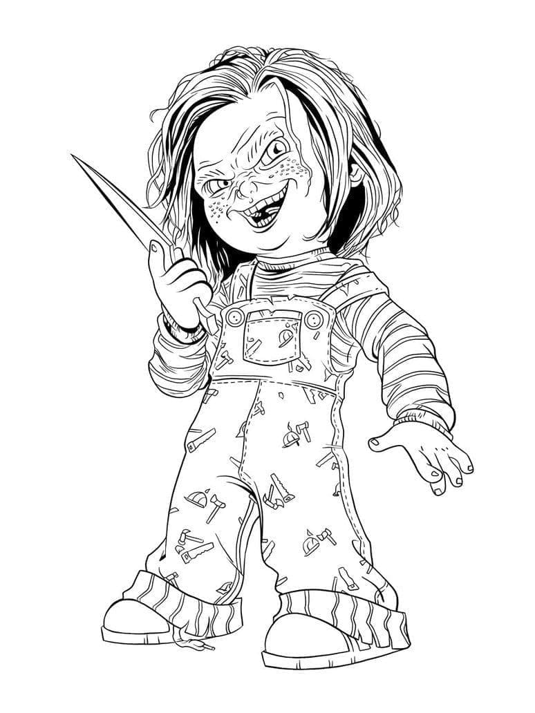 Desenho deChucky e Faca para colorir