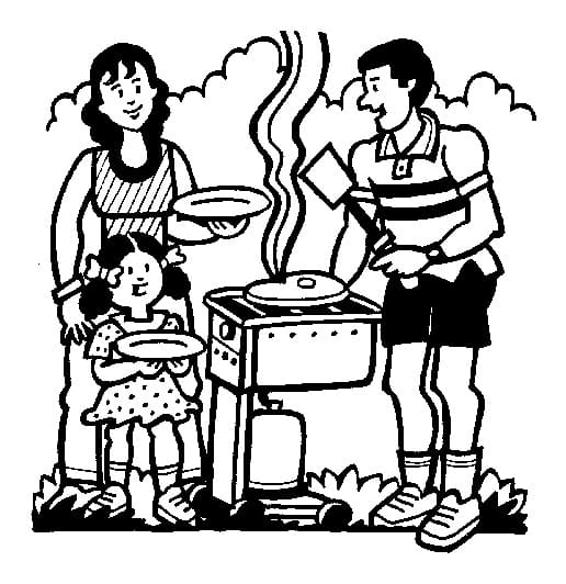 Desenho deChurrasco com a Família para colorir