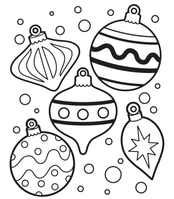 Desenho deCinco Bolas de Natal para colorir