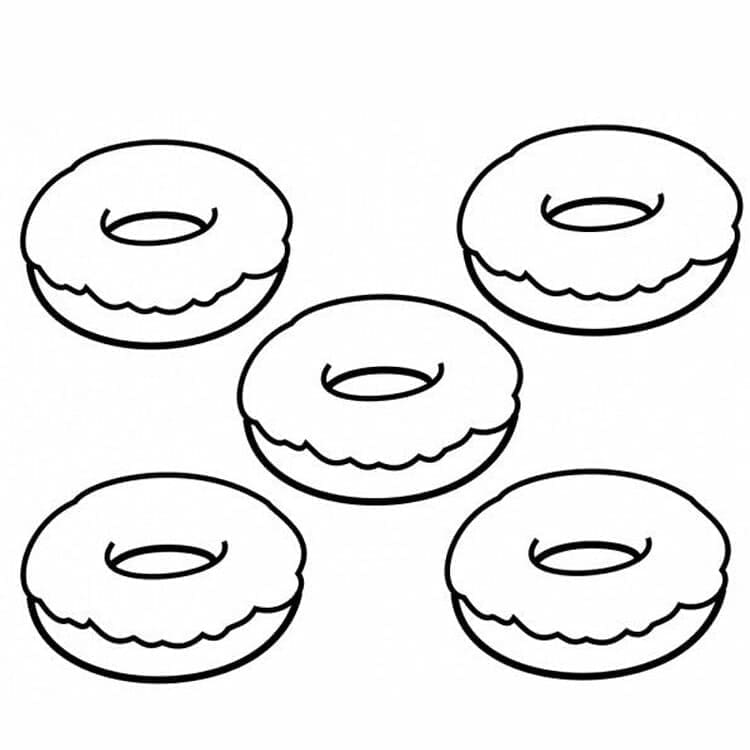 Desenho deCinco Donuts para colorir